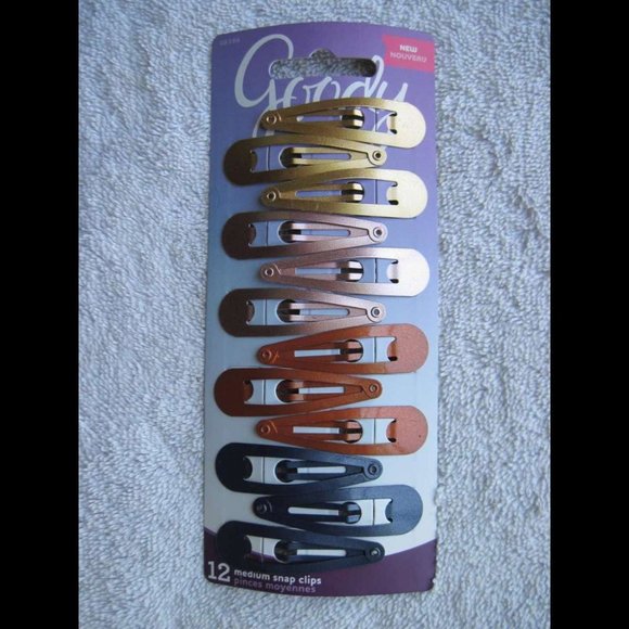 12 Goody Medium Painted Metal Snap Hair Clips Contour Sparkly Gold Pink Blue - Picture 1 of 7